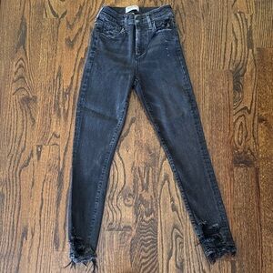 AGolde Washed Black Distressed Women's Jeans